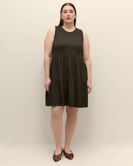 Textured Knit Sleeveless Swing Dress - Addition Elle