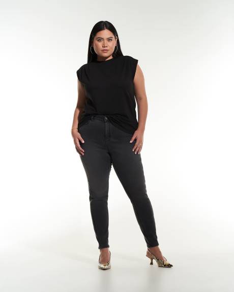 Dropped Shoulder Crew-Neck Knit Top - Addition Elle