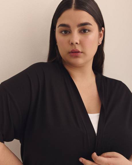 Cardigan long à manches courtes kimono