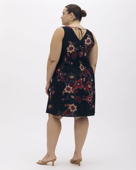 Floral Sleeveless Flared Dress - Addition Elle