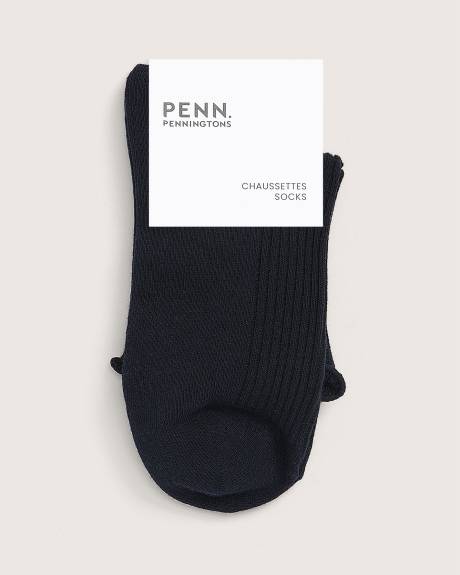 Lettuce-Edge Ankle Socks with Orange Print