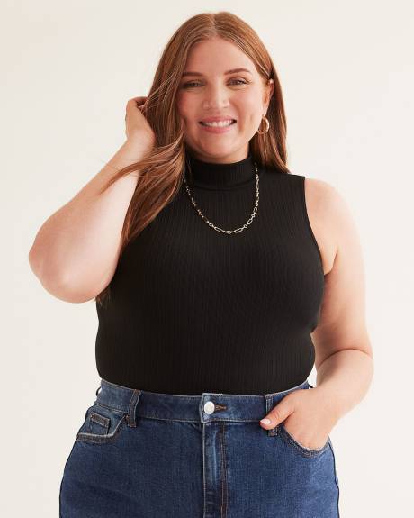 Sleeveless Mock Neck Knit Top