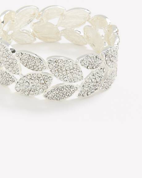 Stretch Bracelet with Rhinestone Leaves