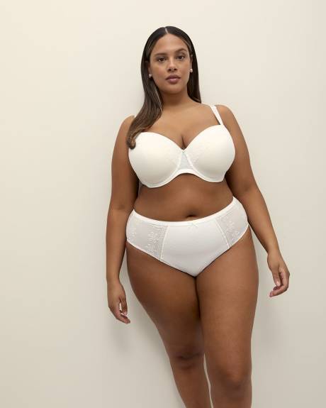 Soutien-gorge balconnet blanc avec maille et broderie, avec armatures - Déesse Collection
