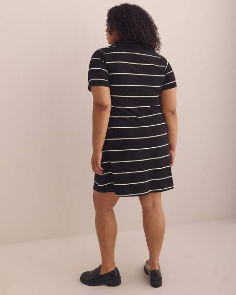 Striped Short-Sleeve Polo Dress