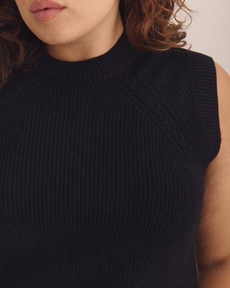 Veste en tricot à mailles torsadées, tissu responsable