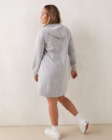 Hooded Sweatshirt Dress With Lace-Up Detail - Addition Elle