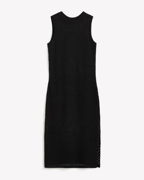 Robe longue noire sans manches en tricot crocheté - Addition Elle
