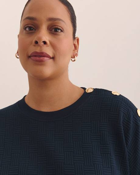 Dropped Shoulder Sweatshirt with Buttons