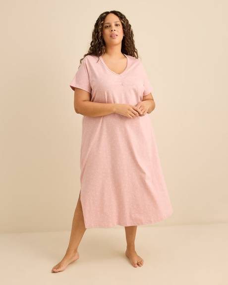 Long Short-Sleeve Sleepshirt with Picot Edge Detail - ti Voglio
