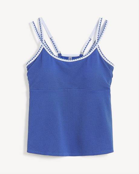 Textured Tankini with Geometric Double Straps