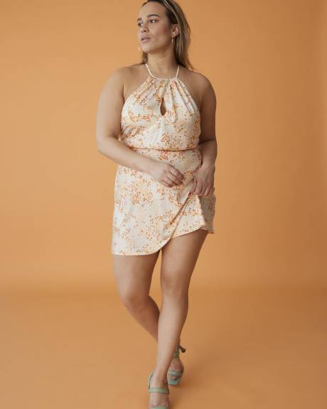 Camisole en satin fleuri à col licou croisé - Addition Elle
