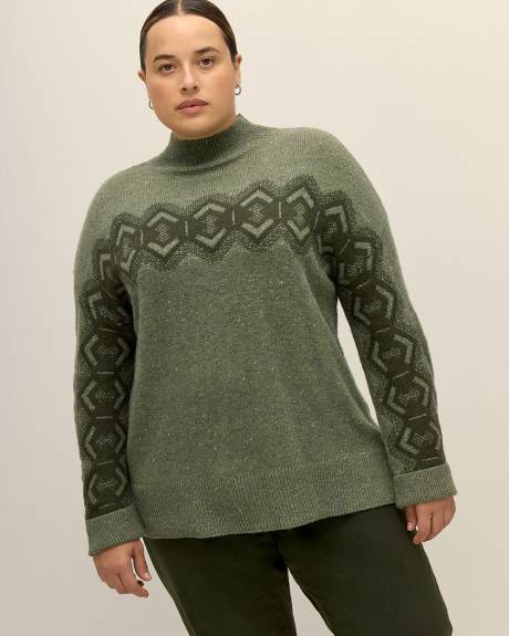 Fair Isle Mock Neck Sweater