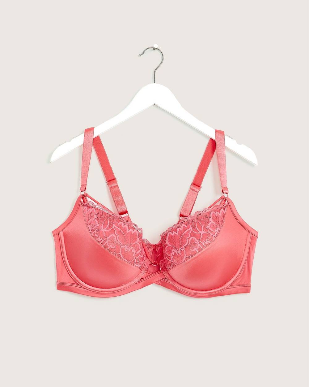 Sexy Satin Strappy Balconette Bra with Lace - Déesse Collection