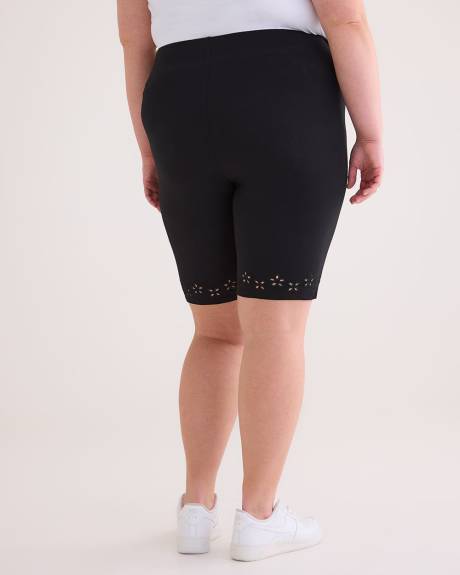 Black Bike Short with Embroidered Hem - PENN. Essentials