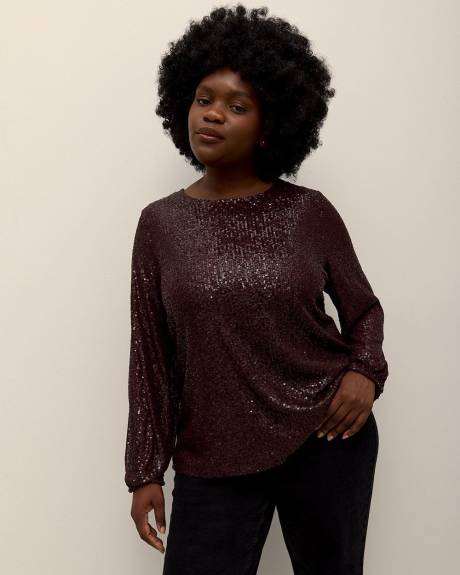 Sequins Swing Top with Bubble Sleeves