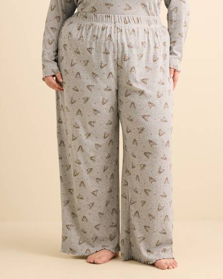 Heather Grey Bambi Pointelle Pyjama Pant - ti Voglio