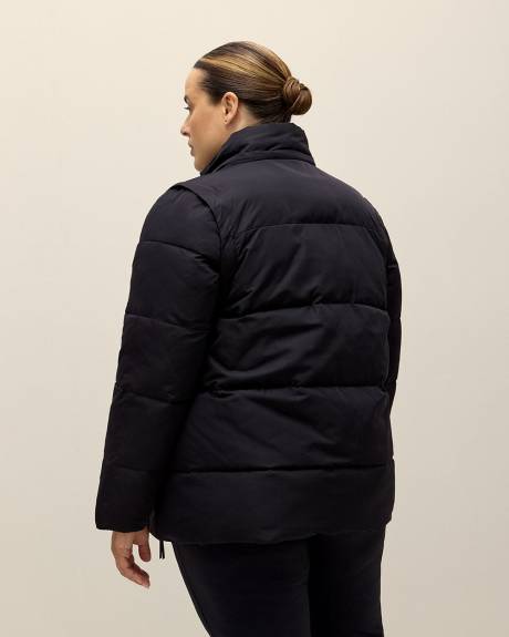 Manteau matelassé noir avec manches détachables, tissu responsable - Active Zone