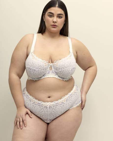 Two-Tone White Lace Full Brief - Déesse Collection