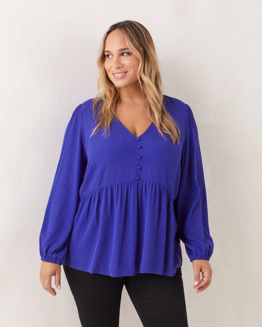 Puff Sleeve Blouse With Empire Cut - Addition Elle | Penningtons