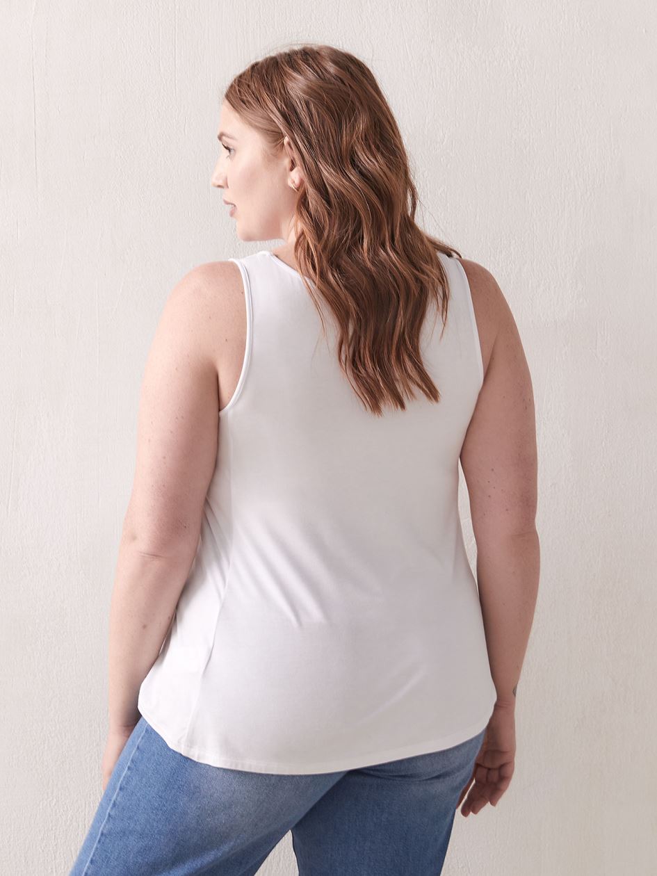 White Scoop-Neck Swing Tank - Addition Elle