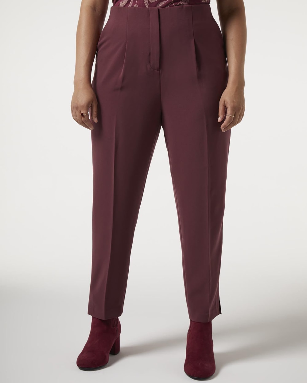 High-Waisted Tapered-Leg Pant with Pleats - Addition Elle
