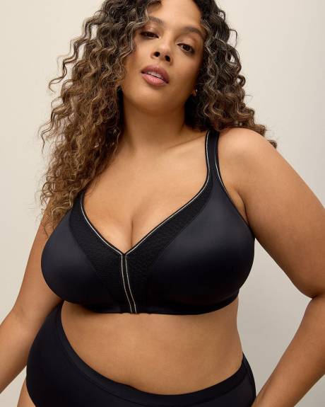 Black Wireless Padded T-Shirt Bra with Lace - ti Voglio
