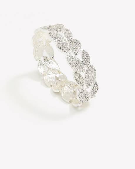 Stretch Bracelet with Rhinestone Leaves