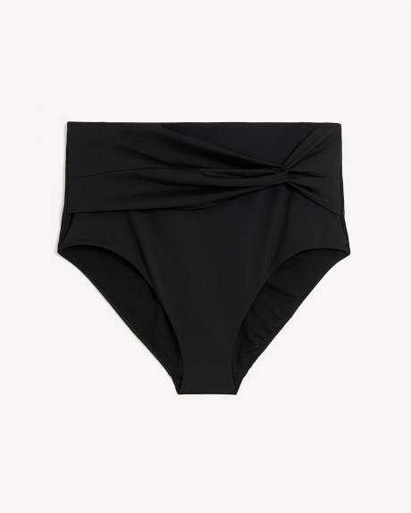 Culotte de maillot noir à taille haute torsadée