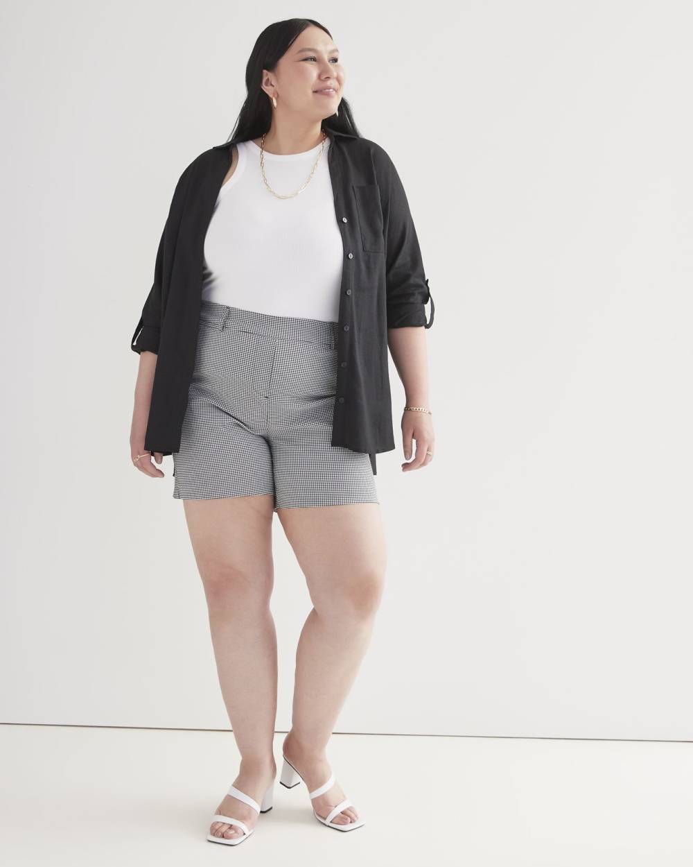 Short à carreaux, coupe ingénieuse