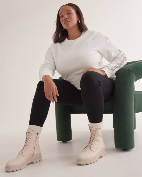 Crewneck Sweatshirt with Crochet Details