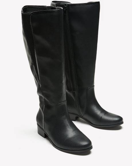Extra Wide Width, Tall Faux Leather Boots with Elastic Side
