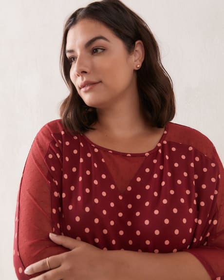 Petite, Boat Neck Top With Mesh Inserts - In Every Story