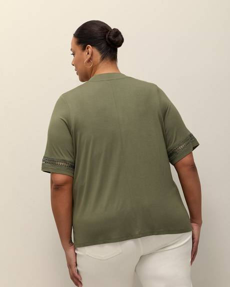 Cardigan ouvert à manches courtes avec détail décoratif