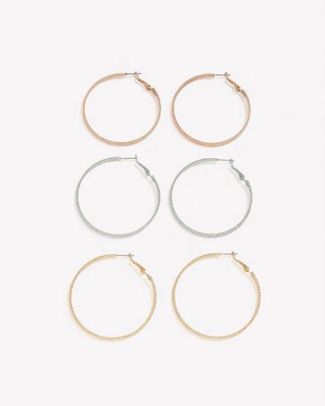 Assorted Glimmering Hoop Earrings, Set of 3