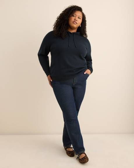 Relaxed-Fit Shaker-Stitch Hooded Sweater