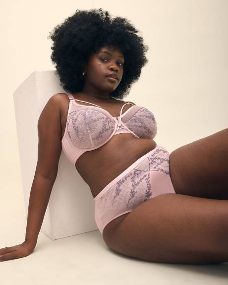 Unlined Lilac Underwire Bra with Embroidery - Déesse Collection