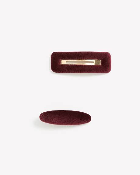 Burgundy Velvet Hair Barrette, Set of 2