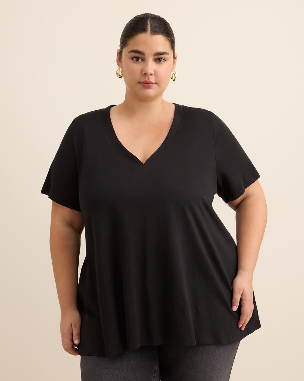 V-Neck Short-Sleeve Swing Top