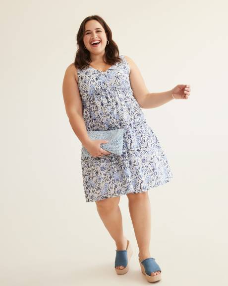 Floral Fit-and-Flare Eyelet Tiered Dress