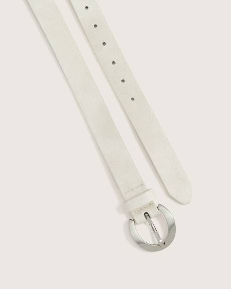 Beige Belt with Brushed Nickel Buckle