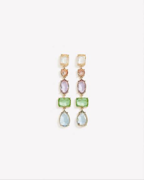 Boucles d'oreilles linéaires pendantes avec pierres