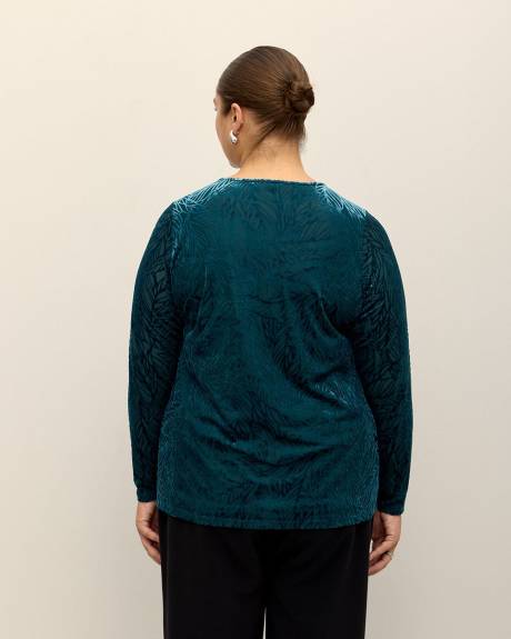 Haut à col rond en tissu dévoré