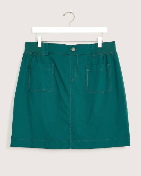 Cotton Cargo Skort with Rib Waistband
