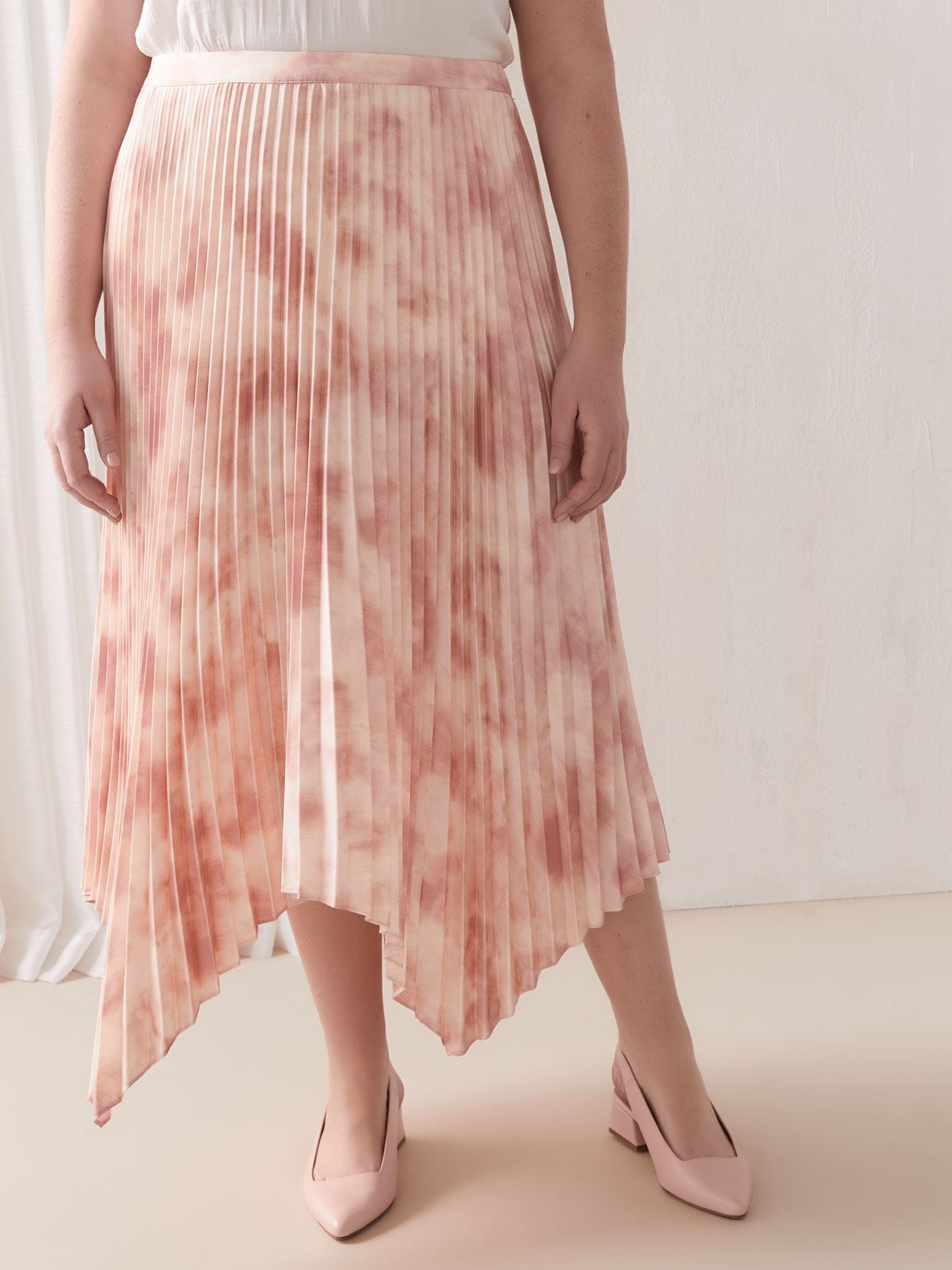 vince tie dye pleated skirt