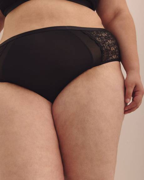 Culotte échancrée en microfibre avec dentelle et maille - Déesse Collection