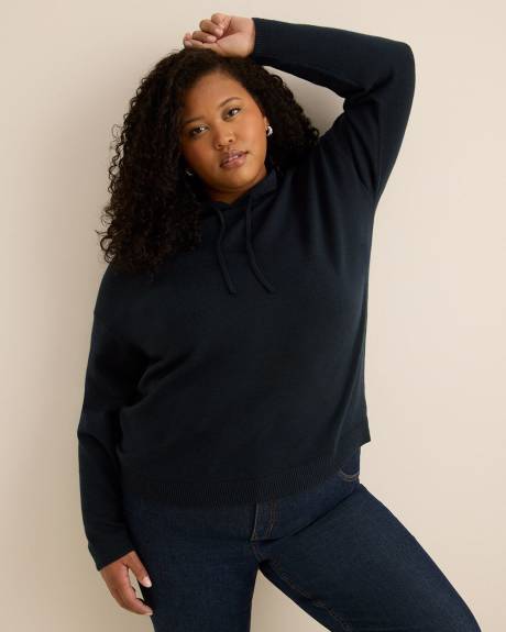 Relaxed-Fit Shaker-Stitch Hooded Sweater