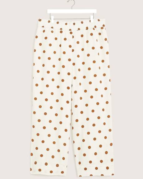 Dotted Linen Blend Wide-Leg Pull-On Pant
