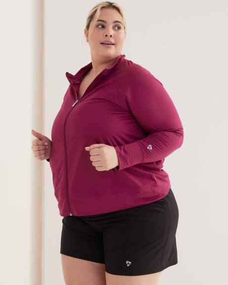 Mock-Neck Zipper Jacket with Raglan Sleeves - Active Zone