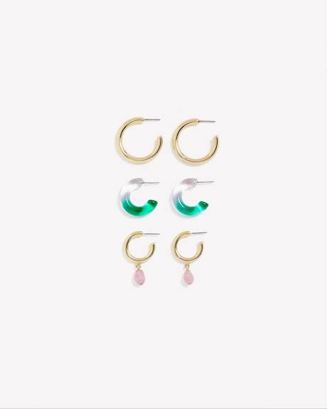 Small Assorted Hoop Earrings, Set of 3 - Addition Elle